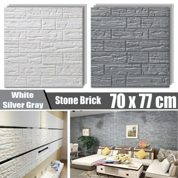 3D Tile Brick Stone Wall Sticker Self Adhesive Waterproof Foam Panels Home Decor